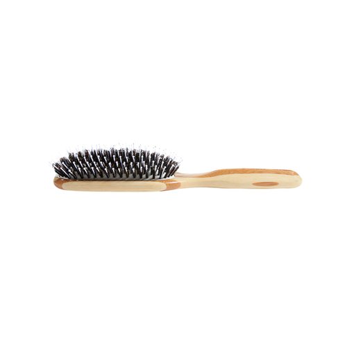 Shine & Condition Hair Brush | 100% Natural Bristle + Nylon Pin | Pure Bamboo Handle | Medium Paddle | Striped Finish | Model 847 - SB