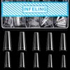 Clear Coffin Nails Tips - INFELING for Acrylic Nails Professional, 500pcs Half Cover Ballerina False Fake French Nail Tips with Box for Nail Salons Home, 10 Sizes