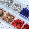 12 Grids Star Nail Art Glitter 3D Holographic Nail Glitter Sequins Independence Day Nail Supplies Metallic Nail Sequins Red Blue Mixed Star Nail Glitter for Women Nail Charms Manicure Decorations