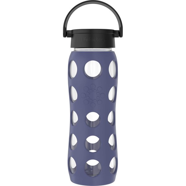 Lifefactory Classic Cap, Dusty Purple 22-Ounce Glass Water Bottle with Protective Silicone Sleeve, 22 Ounce,LG4311BDP4