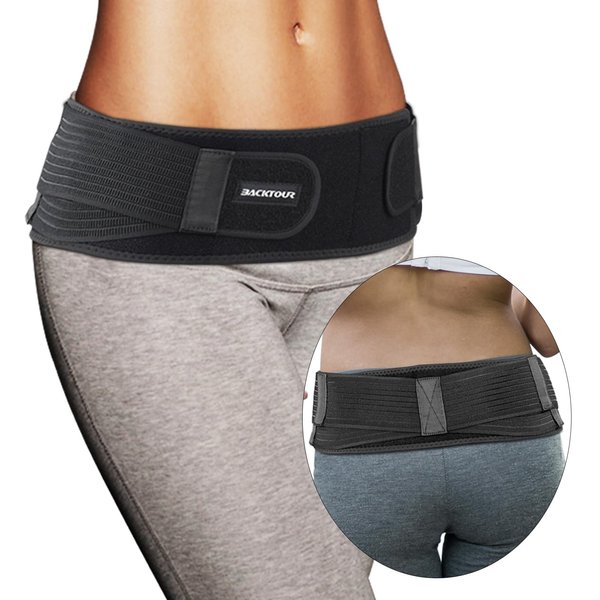 Backtour Si Belt Sacroiliac Belt for Women and Men That Alleviate Sciatic, Pelvic,Lower Back and Leg Pain, Stabilize SI Joint,Breathable Anti-Slip Sacroiliac Hip Brace Fit Hip Size 30" - 45"