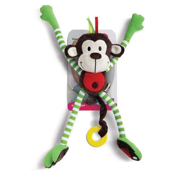 Edushape Happy Monkey Plush Toy - Child Development Toy to Teach Essential Life Skills, Fit for Babies, Kids, Toddlers