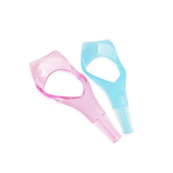 2PCS Women Lady Upper Lower Eyelash Mascara Guard Applicator Guide Template with Eyelash Comb Girls Plastic Eye Lash Assistant Helper Stencil Shaper for Beginners Cosmetic Makeup Tools
