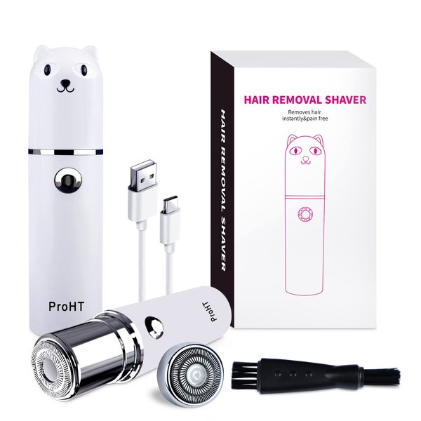 ProHT Facial Hair Removal for Women Rechargeable, Painless Fast Hair Remover, Womens Face Shaver for Upper Lip, Chin, with 1 More Replacement Head,15 Hours Working Time (D-0002)