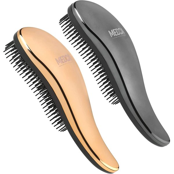 Detangling Brushes - Detangler Brush Set - Pain-Free Hair Brush Straightener that Removes Tangles and Knots Straightening Hair Shiny and Smooth (Rose Gold and Black)
