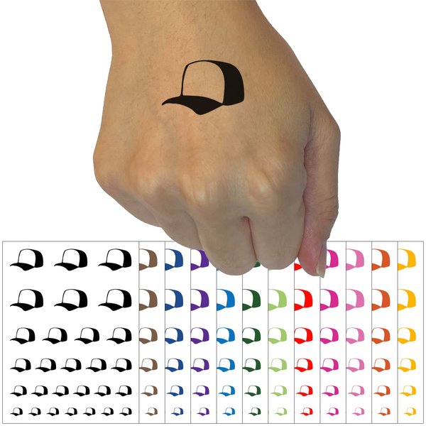 Baseball Cap Trucker Hat Sports Temporary Tattoo Water Resistant Fake Body Art Set Collection - Hot Pink (One Sheet)