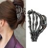 Skeleton Hand Metal Hair Claw Clips Alloy Hair Claw Clips, 1Pcs Gunmetal Hand Skull Metal Hair Clip for Thin Hair Punk & Y2K-Style (Gunmetal)