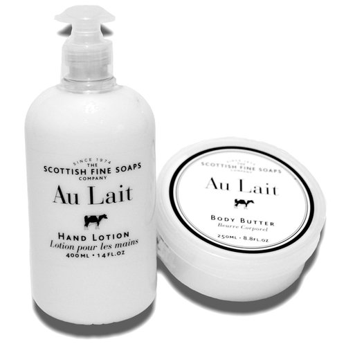 Au Lait Hand Lotion Pump 14. Oz. & Nourishing Body Butter 8.8 Oz.