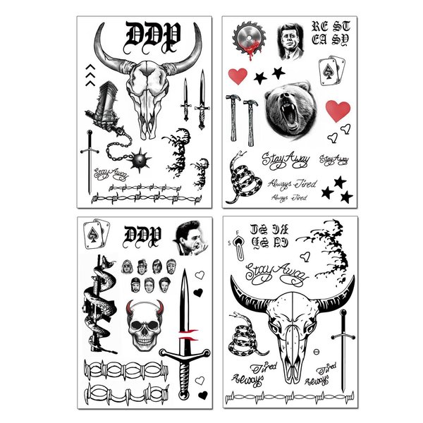 4 Sheets Tattoos Halloween Face Temporary Tattoos Stickers Halloween Cosplay Costume Party Tattoos For Adults Women Men