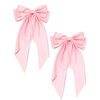 Furling Pompoms Pink Hair Bows for Women Girls, 2pcs Big Bow Hair Clips, Hair Ribbon Bows, Oversized Long Tail Hair Bow Barrettes Clamp,Hair Accessories Wedding Prom Birthday Gifts