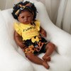 BABESIDE 3 Pcs Reborn Baby Doll Clothes Set for 17-22 Inch Dolls, Sunflowers Pattern Baby Doll Clothes Doll Accessories Set with Doll Headband for Realistic Baby Doll Girls, Yellow & Black