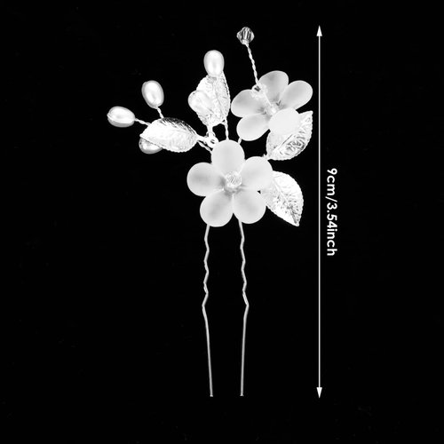 Lusofie 5Pcs Peal Flower Hair Pins Pearl Bridal Hair Pins Silver Wedding Hair Piece Wedding Hair Accessories Hair Flowers for Women Girls