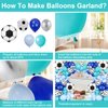 Soccer Balloon Arch Garland Kit, Royal Blue White Teal Blue Balloons Decorations with Soccer Foil Balloons for Men Women Teen Kids Soccer Football Theme Birthday Party Decor Supplies