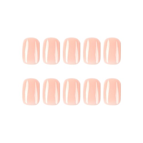 Pink Press on Nails Short Square Fake Nails With Solid Color Design Full Cover False Nails Glossy Glue on Nails Stick on Nails Cute Press on Nails Reusable Artificial Nails for Women DIY Manicure