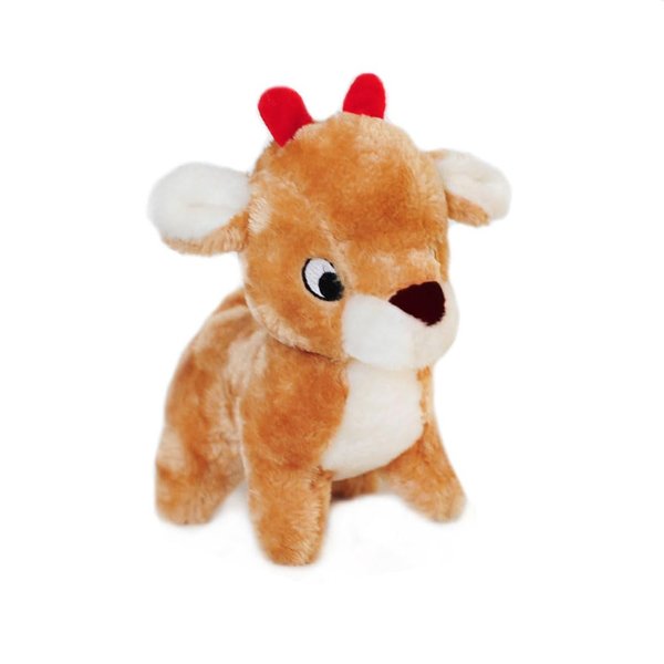 ZippyPaws Christmas Reindeer Dog Toy - Plush Squeaky Holiday Dog Gifts for Small & Medium Puppy Dogs, Interactive Hide & Seek Stocking Stuffers for Pets
