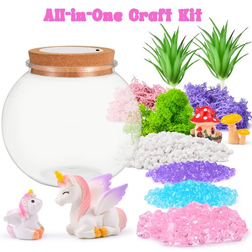 Unicorn Gifts for Girls - Light up Unicorn Terrarium Kit for Kids - DIY Unicorn Arts & Crafts Toy - Birthday Gifts for Kids Age 5 6 7 8-12 Year Old Girl Gift