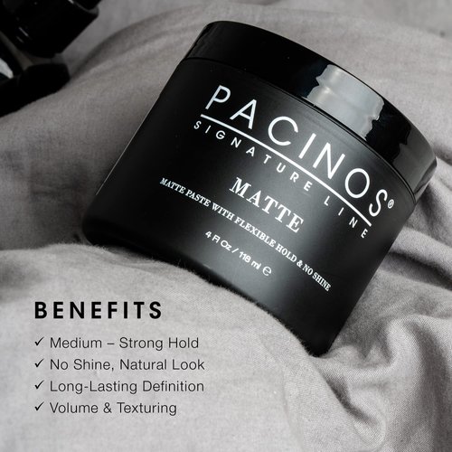 Pacinos Matte Hair Paste - Flexible Hold, No Shine, Sculpting & Styling Wax, Long Lasting Definition & Texture, No Flakes, All Hair Types, 4 fl oz (2 Pack)