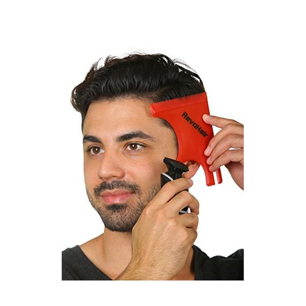 RevoHair Self - Haircut Tool - Multi-Curve Hairline Template/Stencil/Guide For Men - Barber Supplies - Lightweight - With Hair & Beard Comb - Lineup & Edge up - Do it Yourself