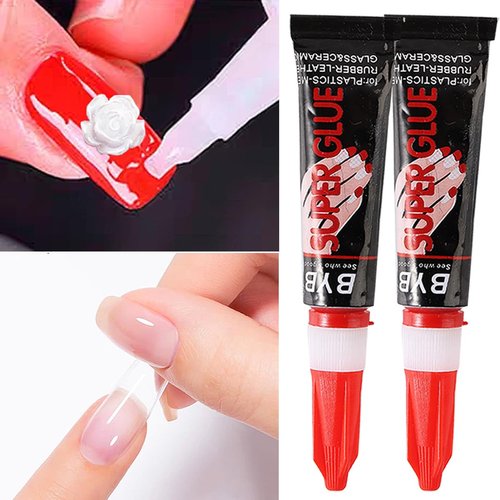 Nail Glue, Super Nail Glue for Acrylic Nails, Professional Nail Glue For Nail Tips for Press On Nails Long Lasting Acrylic Nail Glue For Nail Tips Pegamento Para Uñas Acrilicas Nails Glue 0.18OZ 2 Pcs
