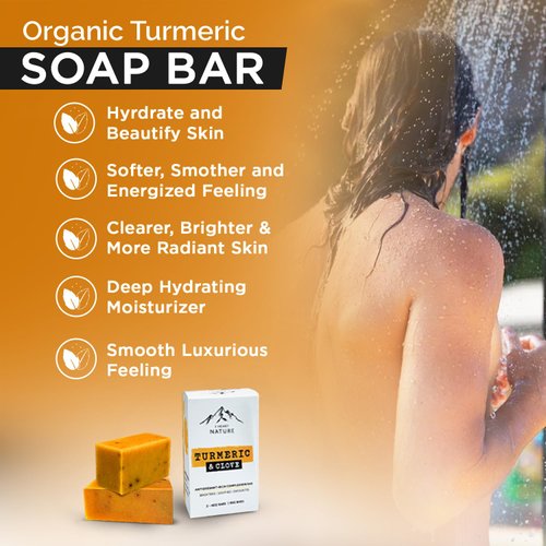 Organic Turmeric Soap with Clove Bud (2 Packs) - Long Lasting Rich Creamy Lather - Face & Body Wash Soap - Beautiful Natural Skin Soap (Spicy Clove Aromatherapy)