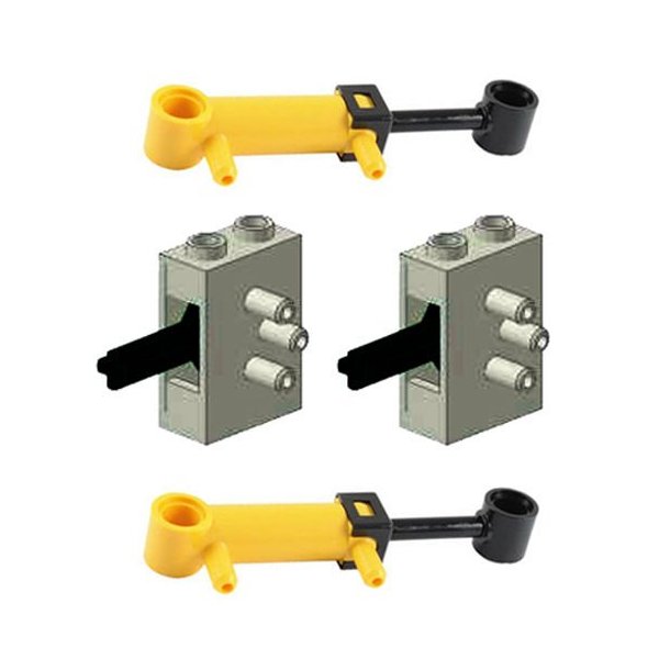 LEGO 4 pcs Technic NEW PNEUMATIC LOT of 2 Mini Piston 32mm Cylinders AND 2 Old Grey Air Valve Switch