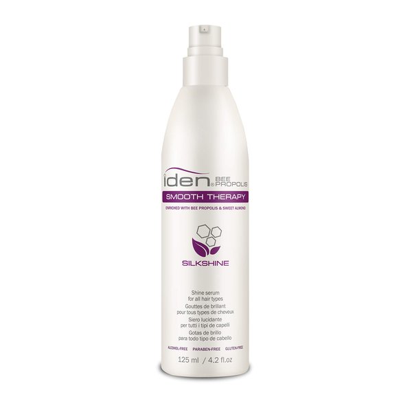 IDEN Bee Propolis Smooth Therapy Silkshine, Shine Serum, Controls Frizz, Argan Oil & Sweet Almond Oil, 4.2 fl.oz
