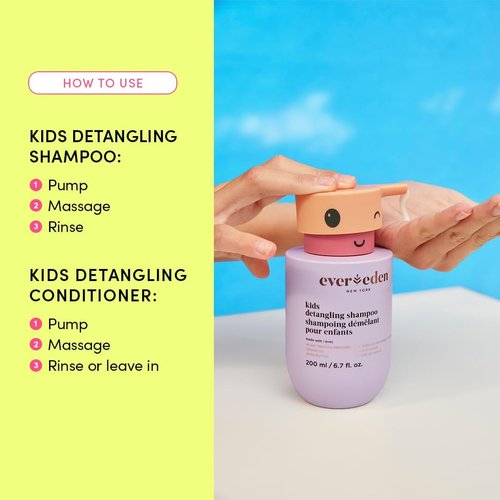Evereden Happy Hair Duo Kids Shampoo and Conditioner Set - Clean, Vegan, & Tear-Free Shampoo and Conditioner for Kids - Detangles, Strengthens, & Smooths - Hair Detangler for Kids with Any Hair Type