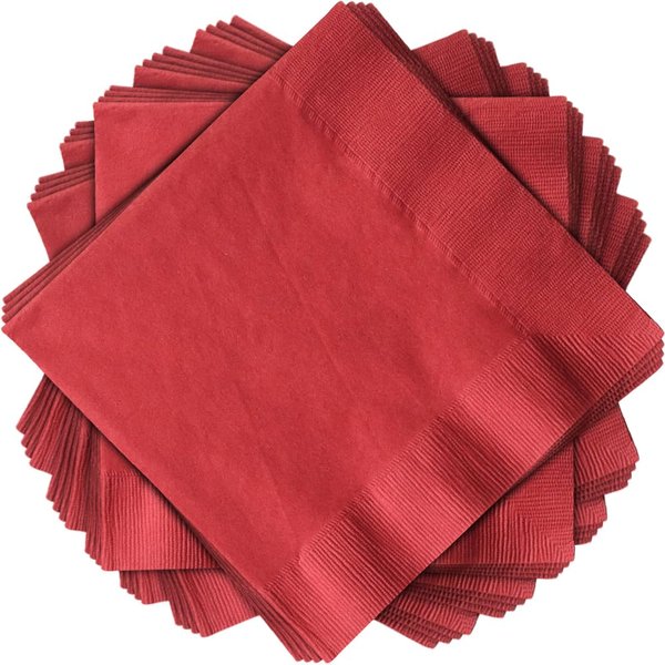 2-Ply Luncheon Napkins Party Tableware, 480 Ct., 6 1/2" x 6 1/2" Apple Red