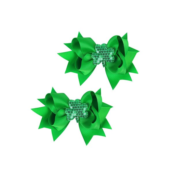 St. Patrick Baby Hairpin Girls Hair Clips Bows Alligator Clips Hair Barrettes JHSP16 (2 Pcs-F)