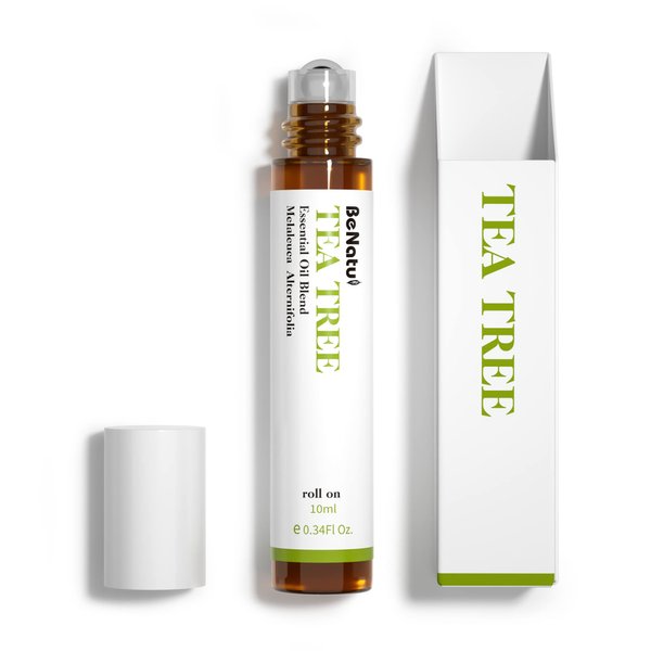 Benatu Tea Tree Oil for Skin Care, Natural Essential Oil Blend Roll On for Aromatherapy, Body Topical Massage Pre-Diluted Travel Size Roller for Ance, Hair & Scalp, Nail & Toenail 10ml