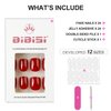 Short Square Press on Nails, Wine Red Fake Nails Acrylic Pure Color Glossy Nails Glue on Nails Kit 24Pcs