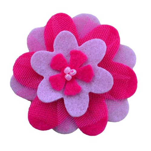 Adele Felt Flower Hair Clip (Hot Pink & Light Pink)