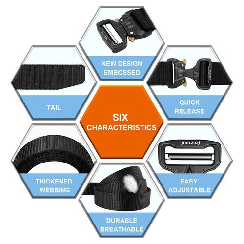 FAIRWIN Men's Tactical Belt, 2 Pack 1.5 Inch Military Tactical Belts for Men - Work Tool Belt (Black+Tan, Waist 30"-36")