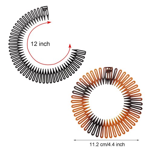 PENTA ANGEL Stretch Hair Combs 6Pcs Flexible Plastic Full Circular Circle Comb Headband Hair Wrap Holder Hairband for Women Girls (Classic Style)