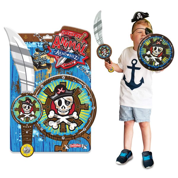 Animal Armouriez - Pirate from Deluxebase. Pirate Foam Toy Sword and Shield. Dress Up & Pretend Play Pirate Costumes Playset with EVA Foam Sword for Kids. Great Kids Gift and Party Favor.