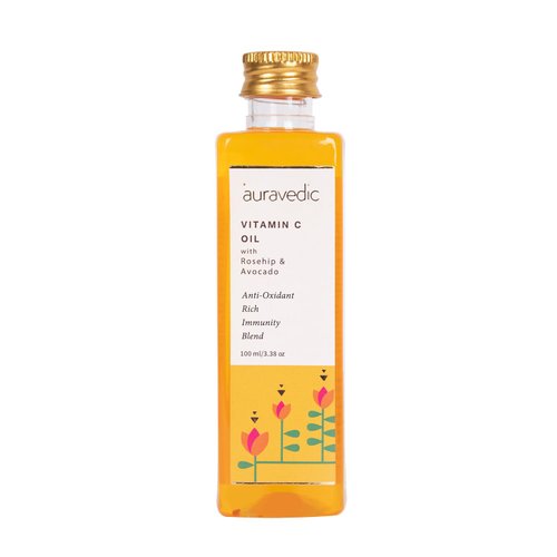 Auravedic Vitamin C Oil for Skin | with Rosehip Avocado & Vitamin E | Natural & Organic Skin Care Face Moisturizer | 3.38 Fl Oz (100ml)