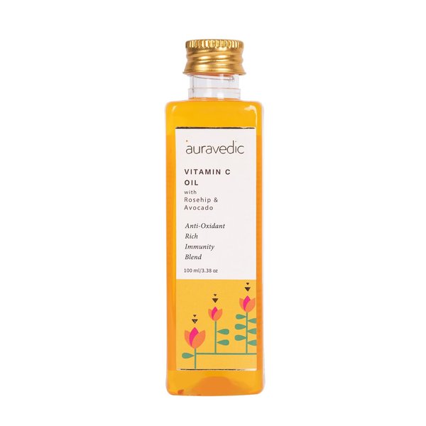 Auravedic Vitamin C Oil for Skin | with Rosehip Avocado & Vitamin E | Natural & Organic Skin Care Face Moisturizer | 3.38 Fl Oz (100ml)