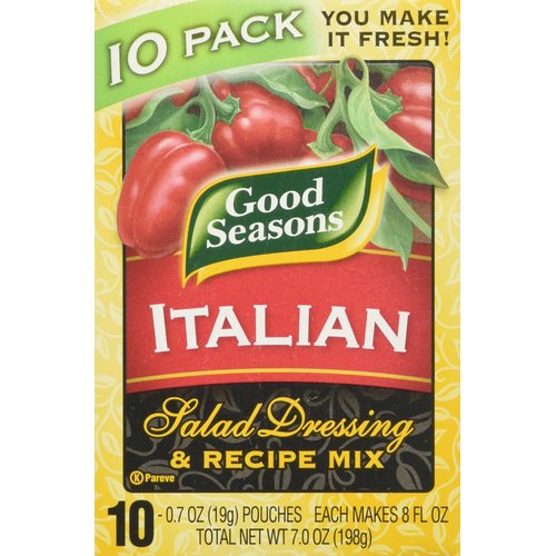 Good Seasons Italian Salad Dressing & Recipe Mix 0.7oz, 10 Pouches, Total Net 7oz
