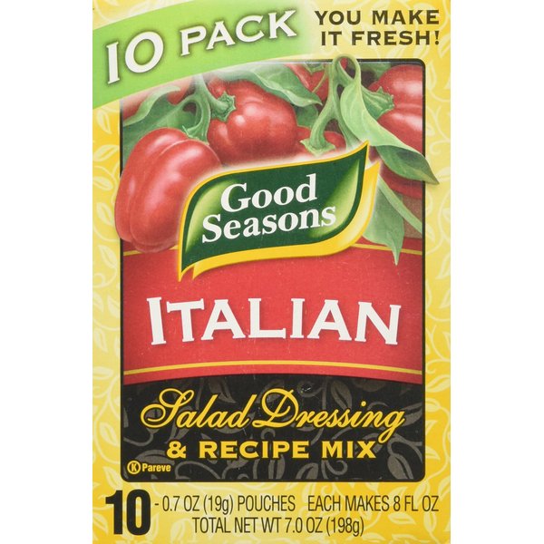 Good Seasons Italian Salad Dressing & Recipe Mix 0.7oz, 10 Pouches, Total Net 7oz