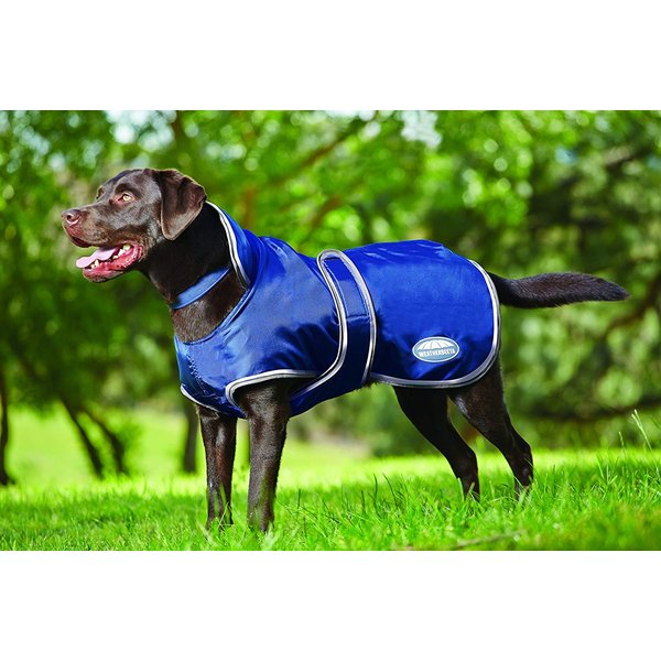 WeatherBeeta ComFiTec Windbreaker 420D Deluxe Dog Coat, Navy/Grey, 32"