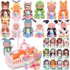HAPGFS 12 PCS Mini Baby Dolls Set, Reborn Baby Doll 4 Inch with Feeding Bottles for Kids 3+, Girls Birthday Party Favors Realistic Babies with Animal Clothes for Easter Egg Filler