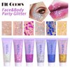 Body Glitter Gel, JetlagClock - Face Glitter Body Gel, Singer Concerts Music Festival Rave Accessories for Face Eye Lip Hair, Mermaid Face Glitter Gel, Festival Glitter Makeup (White+Pink)100ml