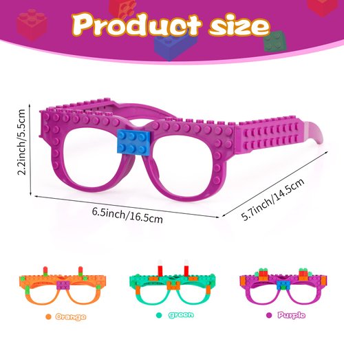 Hooqict 9 Pcs DIY Building Bricks Glasses Building Blocks Games for Kids Creative Building Block Birthday Party Favors, Carnival Party Games Supplies