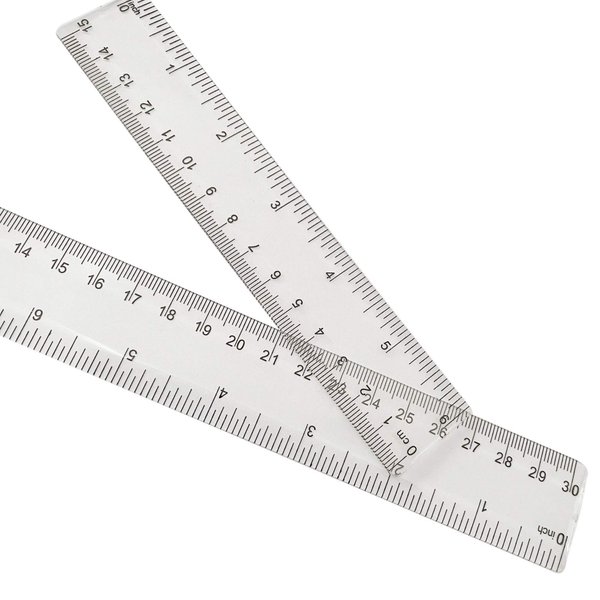 2 Pack Plastic Ruler Straight Ruler Clear See Through Measuring Acrylic Tool for Student School Office with Centimeters and Inches(6 Inch+12 Inch)