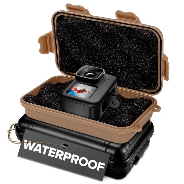 The Little Green Change 2PCS Small Waterproof Container - Universal Plastic Box with Foam - Camping Waterproof Storage Case - Waterproof Case with Buckle for Camera/Micro Flash Drive/Wallet/Battery