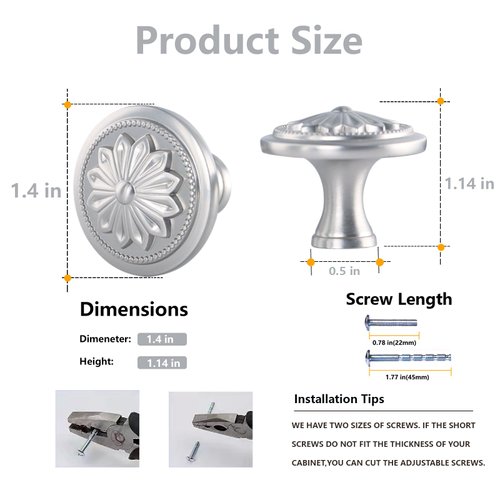 Xlroaafs 10 Pack Brushed Nickel Cabinet Knobs Drawer Knobs,1-2/5" Round Nickel Kitchen Cabinet Knobs Handles for Dresser Drawers Satin Nickel Dresser Knobs