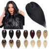 SEGO Human Hair Toppers for Women With Thinning Hair 7 * 13CM Silk Base 100% Real Human Hair Clip in Top Wiglet Hair Pieces -16 Inch No Bangs Jet Black