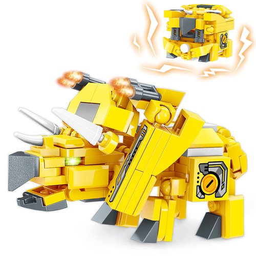 QMAN Transform Beast Building Blocks Toy, Transform Magic Cube & Triceratops Educational Toy for Kids 4-12 Year and Up, Fun Animal Dinosaurs Transform Assemble Toys