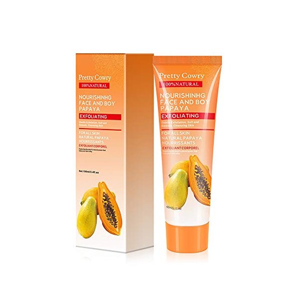 Pretty Cowry Exfoliating Peel Gel With Coconut/Papaya/Cucumber/Extract Face And Body Facial Exfoliator Instantly Removes Dead Skin Cells Revealing A Clear Refreshed Face, 100ml (Papaya)