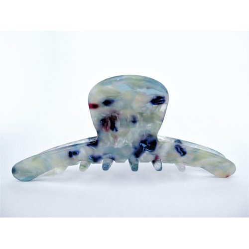 Blue white and mixed color marbled design hair claw clip for fine, thin hair